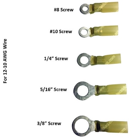 Electriduct Heat Shrink Ring Terminal, Yellow, 25 PK HS-HP-RT-10.5-YL-25